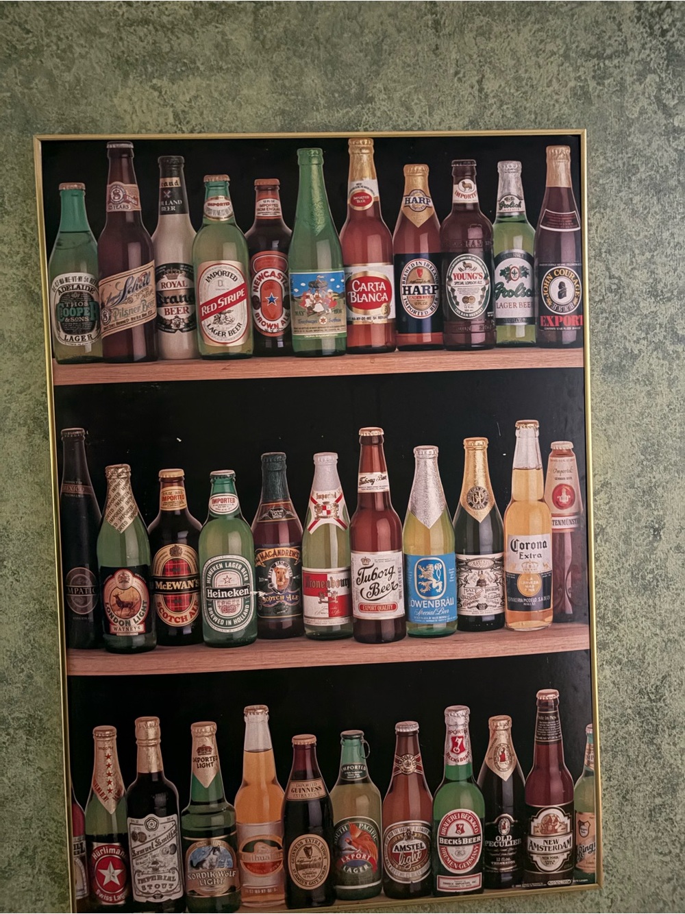 Vintage 1980s Beers Of The World Poster Aprox Size 27x39 Inches professionally